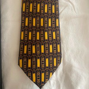 Lanvin, made in Paris, Men's Navy and Yellow tsilk tie